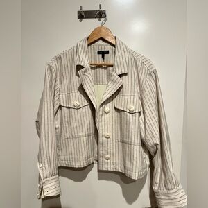 rag & bone Jessie Pinstriped Cropped Blazer in Cream